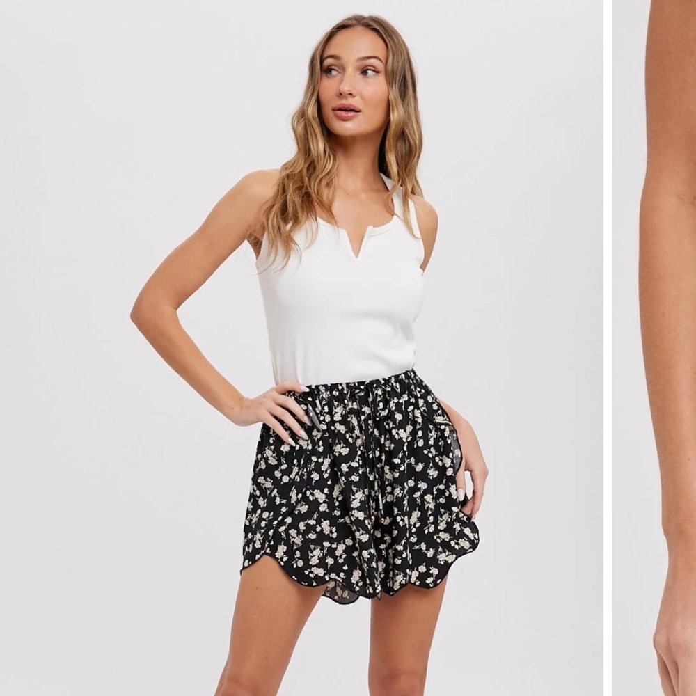 Black floral shorts